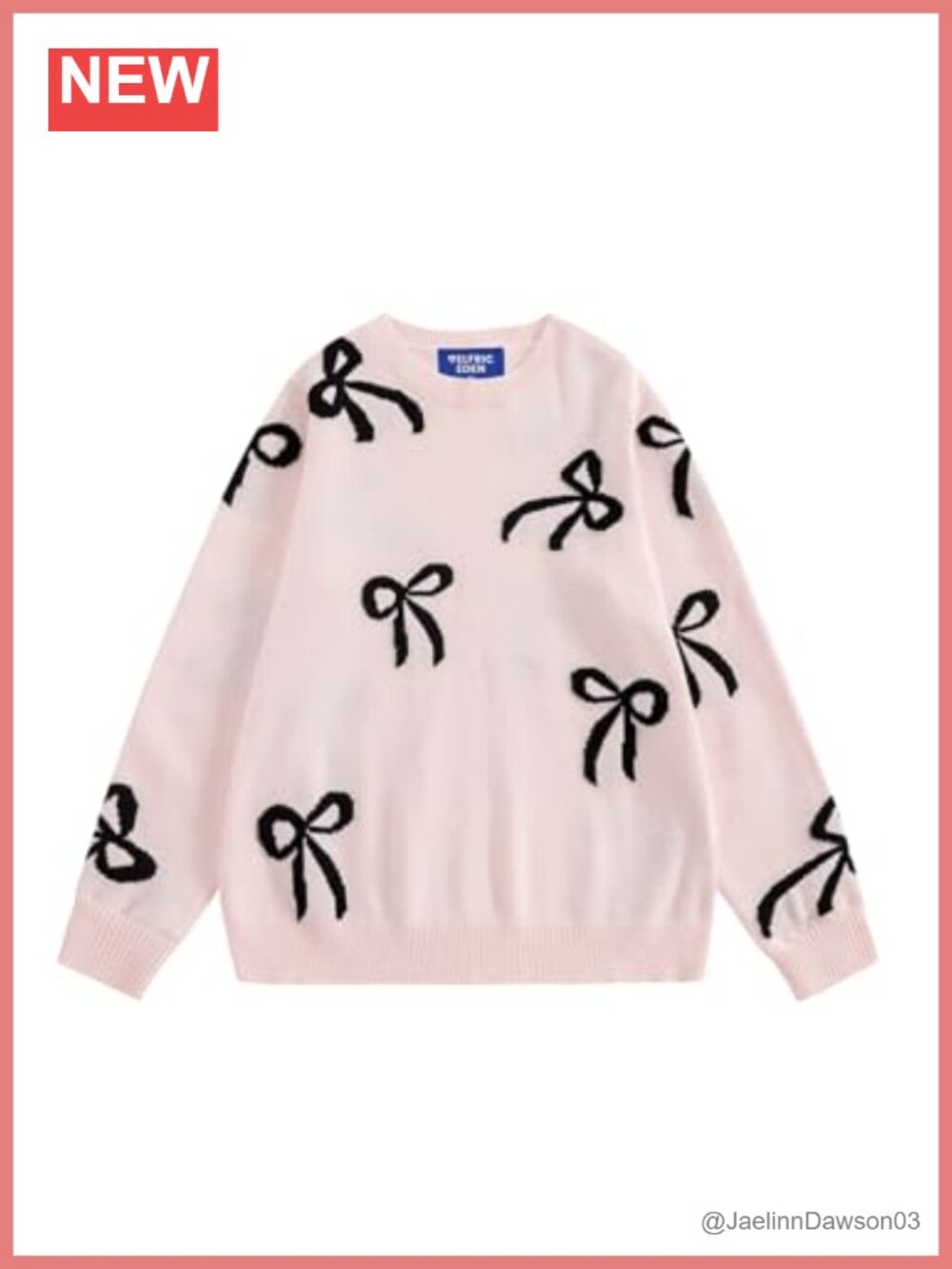 Oversized Crewneck Bow Knit Sweater Lightweight Pullover